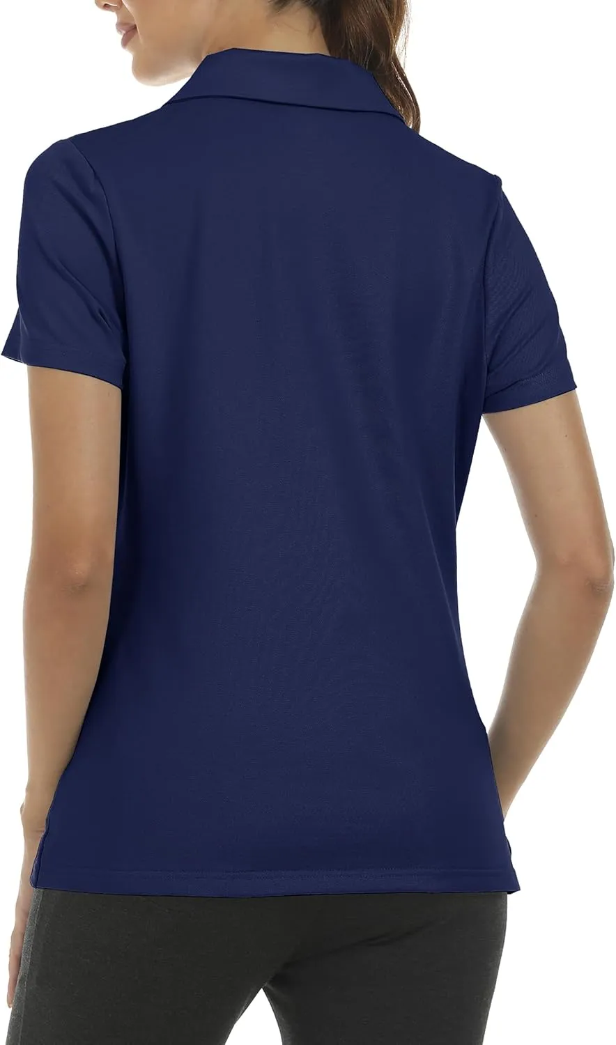MoFiz Womens Zip up Golf Polo Shirt Short Sleeve Workout Golf Top Moisture Wicking Lightweight Tennis Shirts