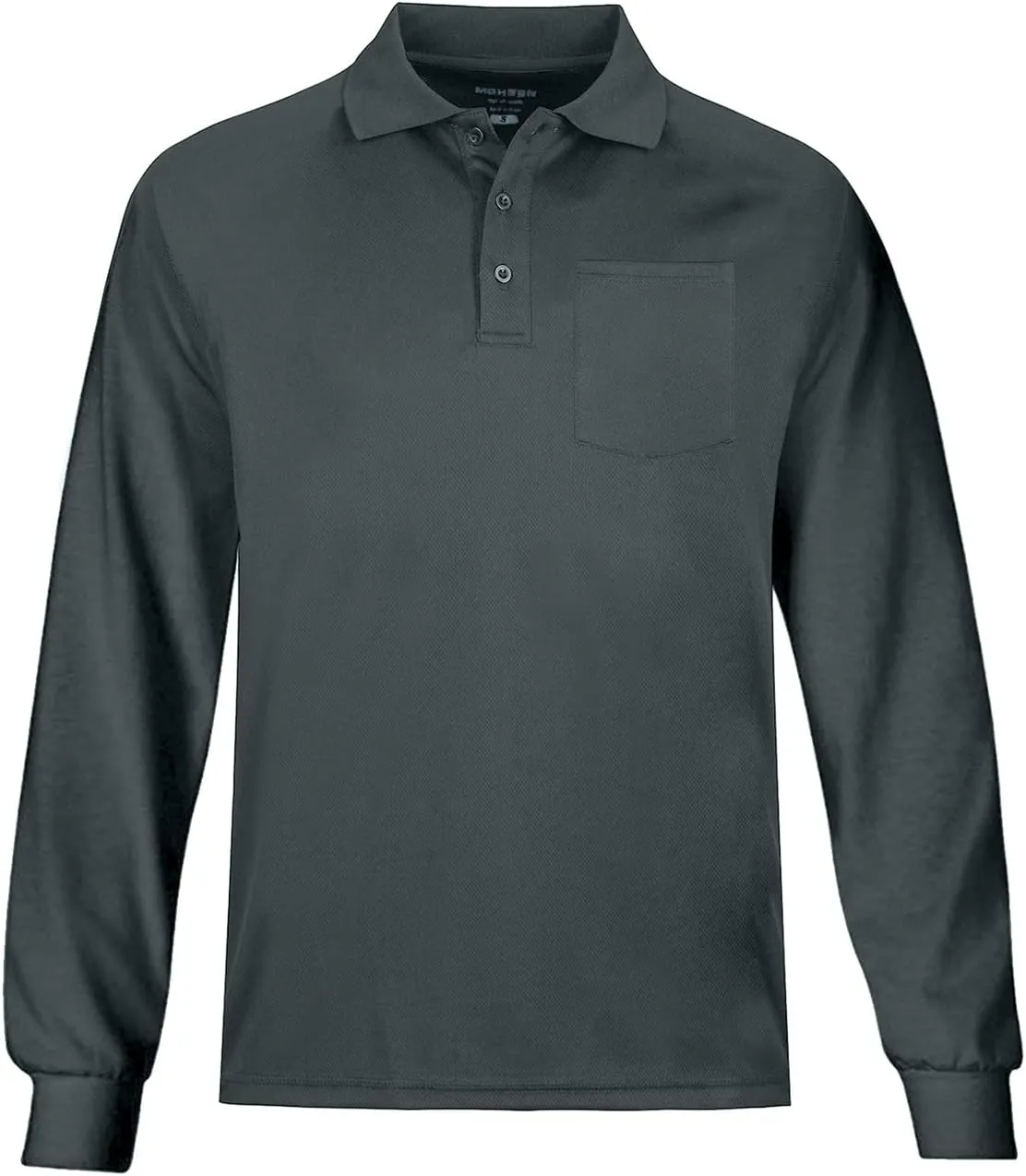 MOHEEN Men's Casual Solid Golf Shirts Outdoor Quick Dry Long Sleeve Moisture Wicking Performance Polo Shirt with Pocket