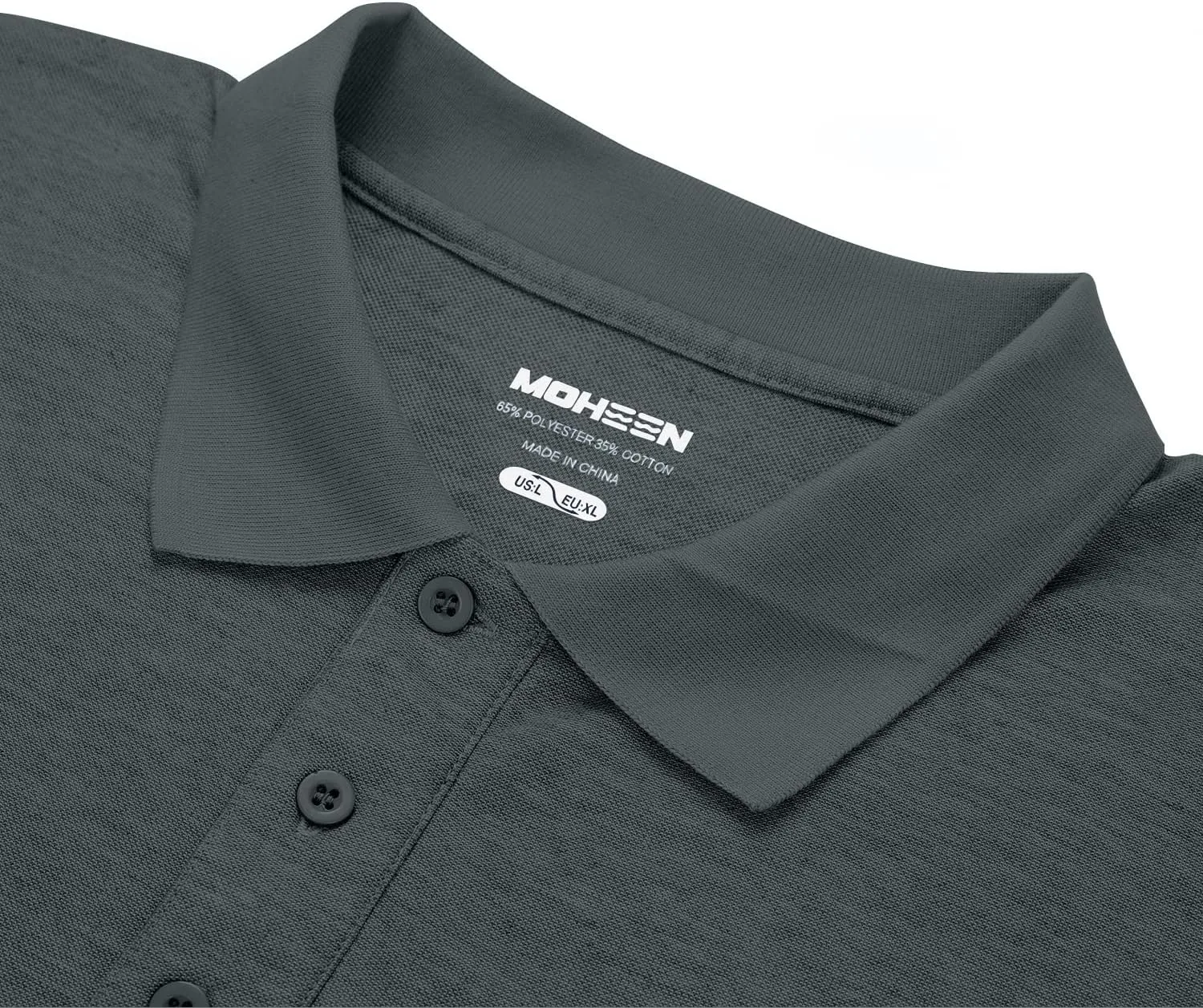 MOHEEN Men's Casual Solid Golf Shirts Outdoor Quick Dry Long Sleeve Moisture Wicking Performance Polo Shirt with Pocket