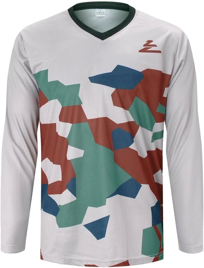 Mountain Bike Jersey Mens Long Sleeve Motocross Jersey Cycling Jersey Breathable Quick Dry Downhill BMX Off-Road