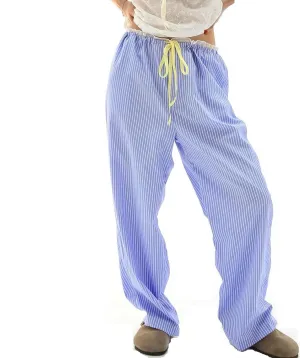 Muineobuka Women Y2k Striped Pajama Pants Wide Leg Stripes Plaid Lounge Pants High Waist Striped Pj Pants Trousers