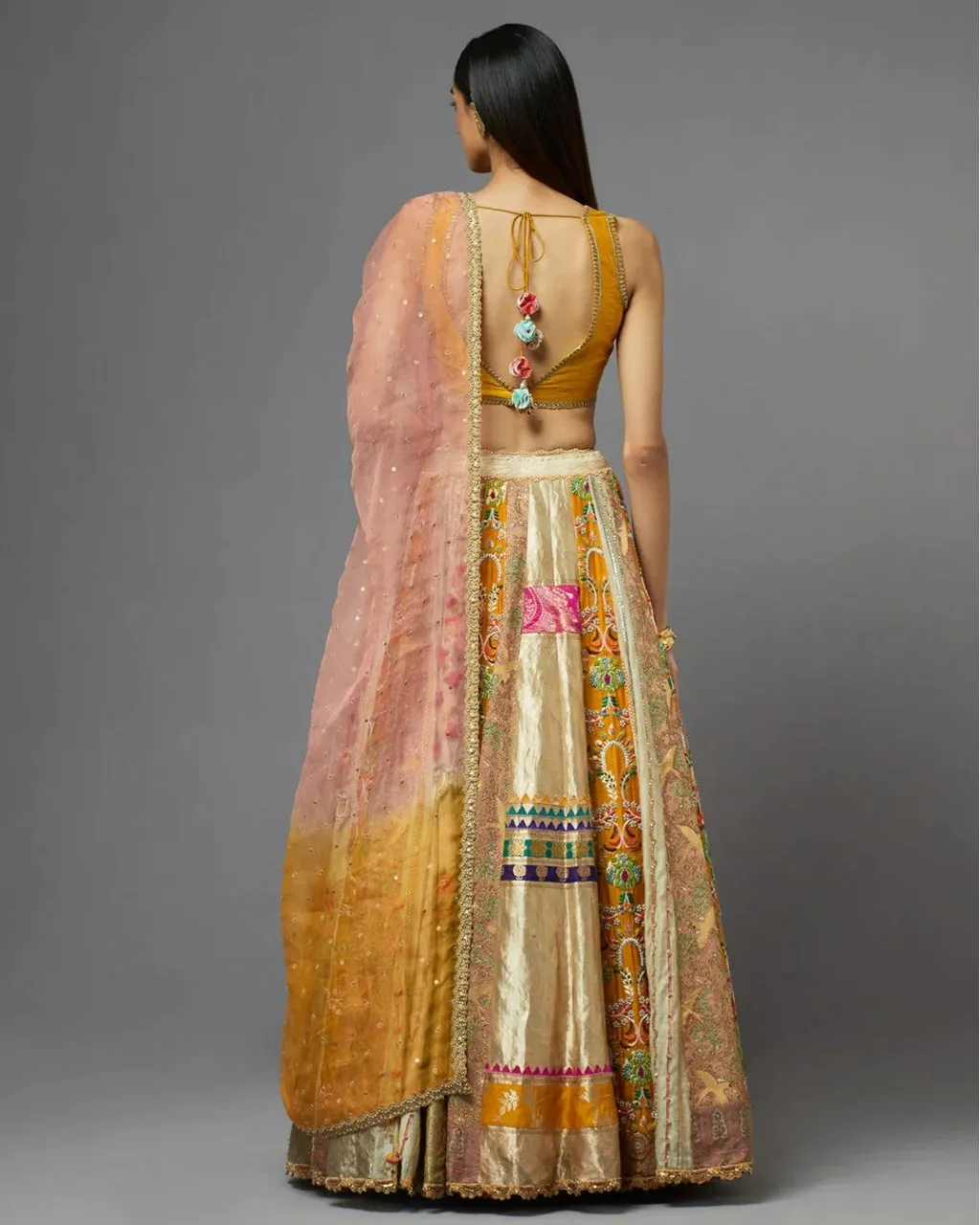 Multicolor Panel Lehenga Set