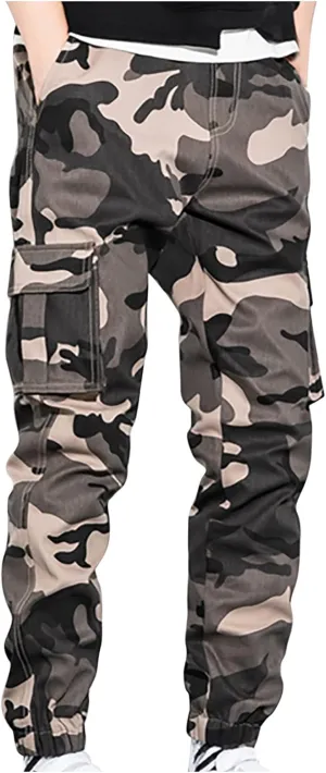 Muscularfit Camo Pants Men 2023 Regular Big and Tall Multi Pockets Camouflage Cargo Pants Casual Loose Work Utility Trousers