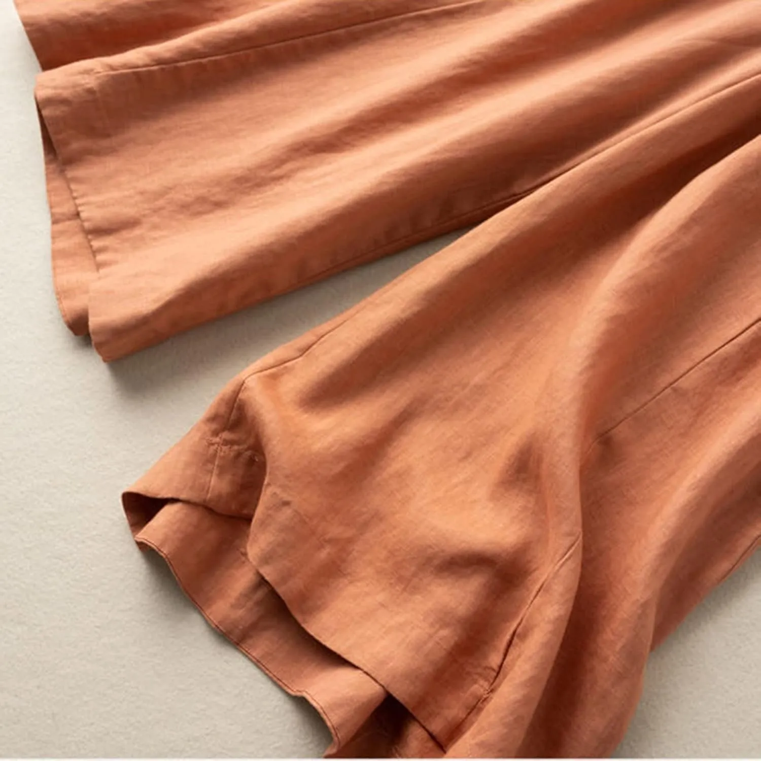 NATHGAM Plus Size Pants for Women Loose Wide Leg Athletic Pants Comfy Linen High Waist Flowy Palazzo Trousers with Pockets