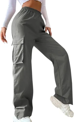 ODIZLI Women's Cargo Pants Casual Loose High Waisted Straight Leg Baggy Pants Trousers with Pockets