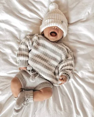 Oversized Sweater - Cotton - Grey Striped