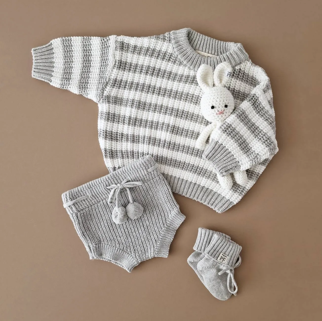 Oversized Sweater - Cotton - Grey Striped