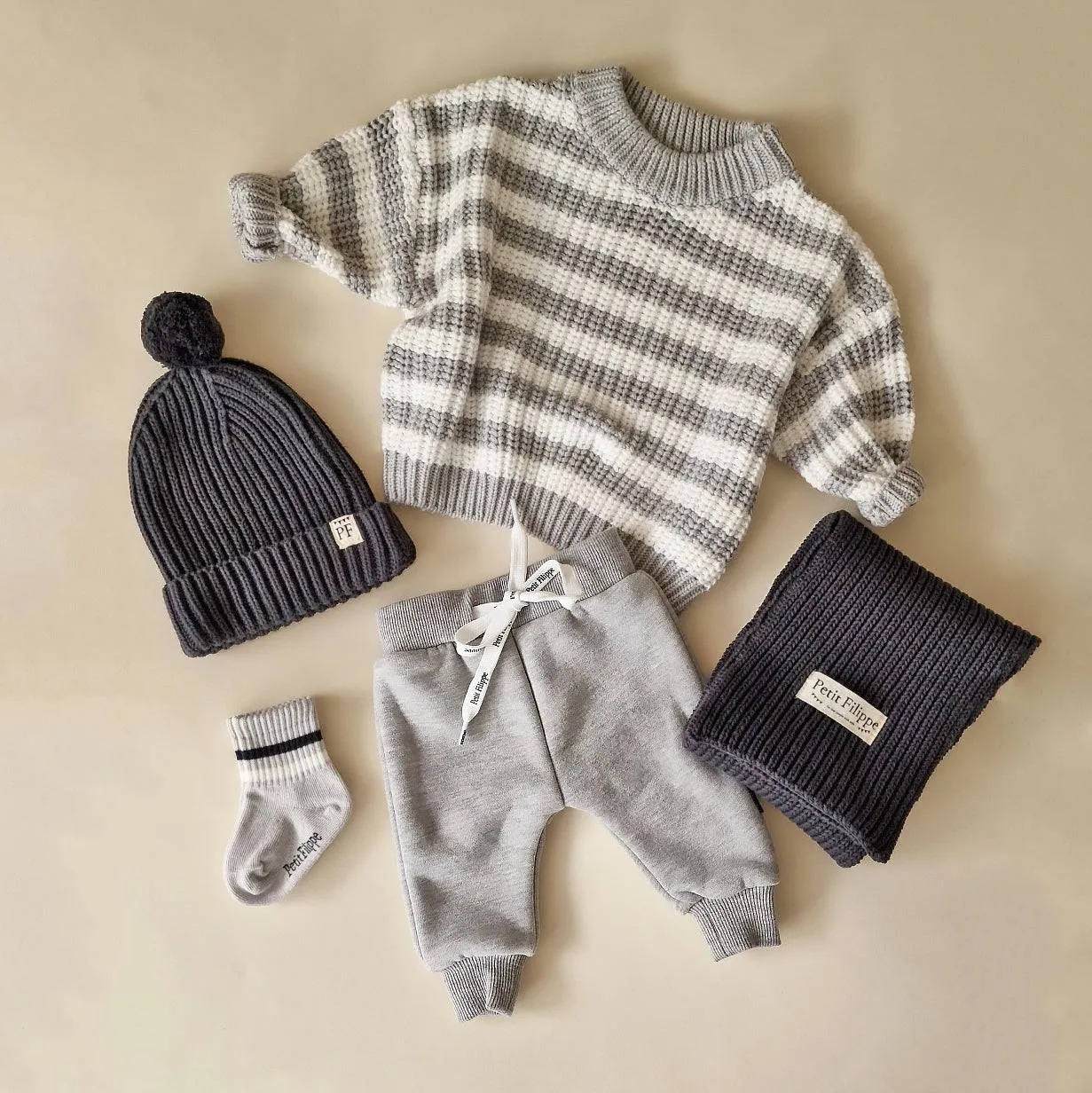 Oversized Sweater - Cotton - Grey Striped