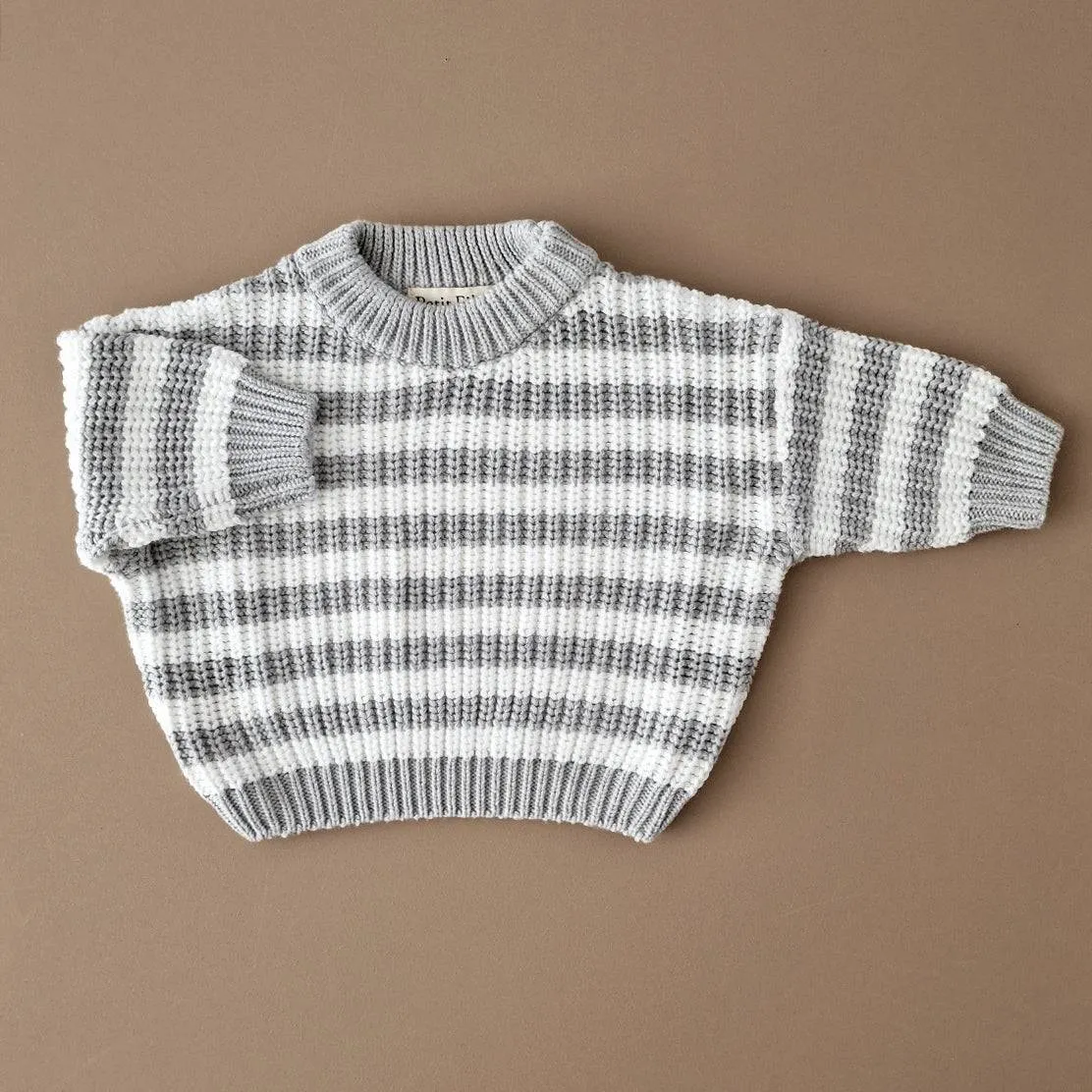 Oversized Sweater - Cotton - Grey Striped