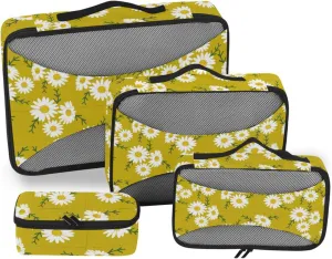 Packing Cube 4 Set Luggage Cubes Luggage Packing Cubes for Travel Pcking Cubes Little Daisy Flower