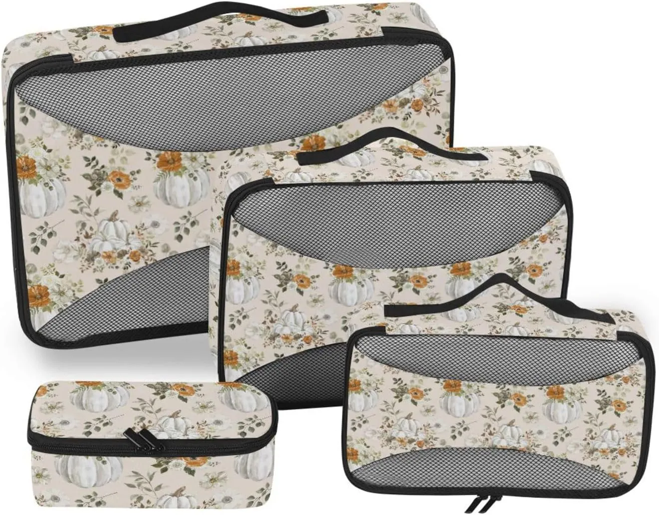 Packing Cube 4 Set Luggage Organizer Bags Travel Organizers Pcking Cubes Fall Pumpkins Flowers