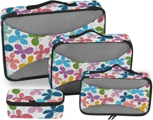 Packing Cube 4 Set Luggage Organizer Travel Bag Organizer for Luggage Packing Cubs Colorful Butterfly