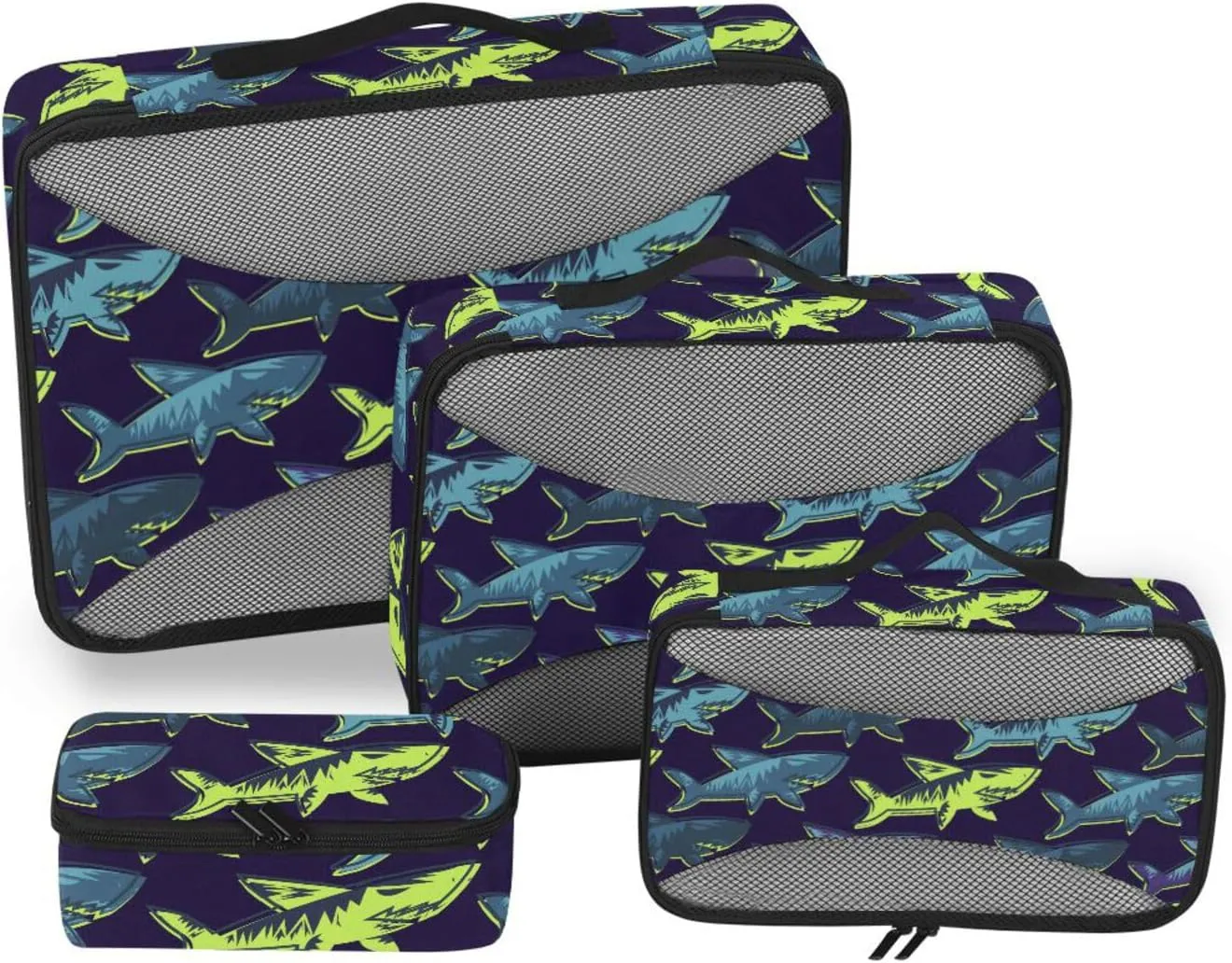 Packing Cube 4 Set Luggage Packing Cubes Travel Compartment Organizer Bags Packing Cube Sharks Navy