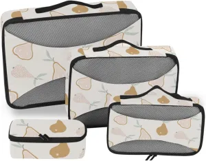 Packing Cube 4 Set Suitcase Organizer Luggage Packing Cubes for Travel Pcking Cubes Fruit Pear Beige