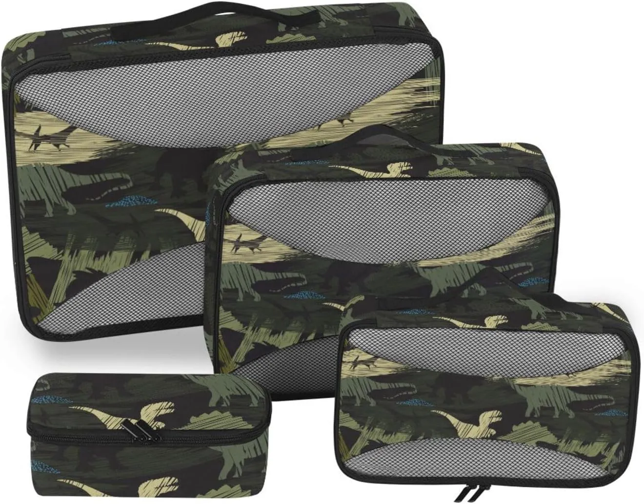 Packing Cube Set of 4 Luggage Bags Organizers Luggage Packing Cubes for Travel Packimg Cubes Camouflage Dino