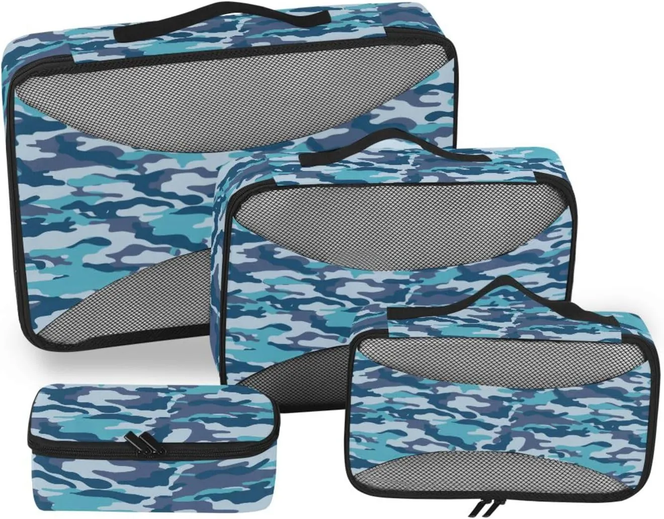 Packing Cubes 4 Set Luggage Bags Organizers Luggage Packing Cubes for Travel Packing Cubea Camouflage Blue