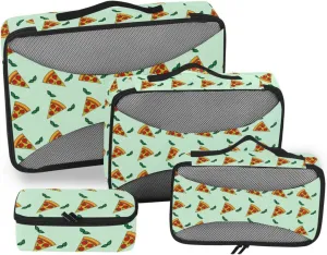 Packing Cubes 4 Set Luggage Bags Organizers Travel Bag Organizer for Luggage Packing Cubea Pizza Pattern