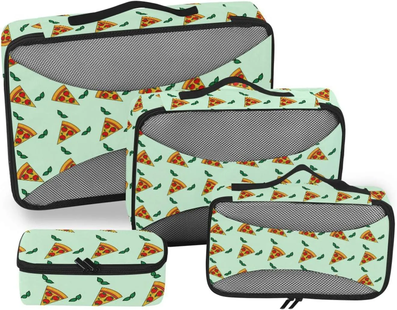 Packing Cubes 4 Set Luggage Bags Organizers Travel Bag Organizer for Luggage Packing Cubea Pizza Pattern