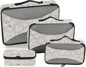 Packing Cubes 4 Set Luggage Cubes Luggage Packing Cubes for Travel Packing Cunes Floral Bouquets