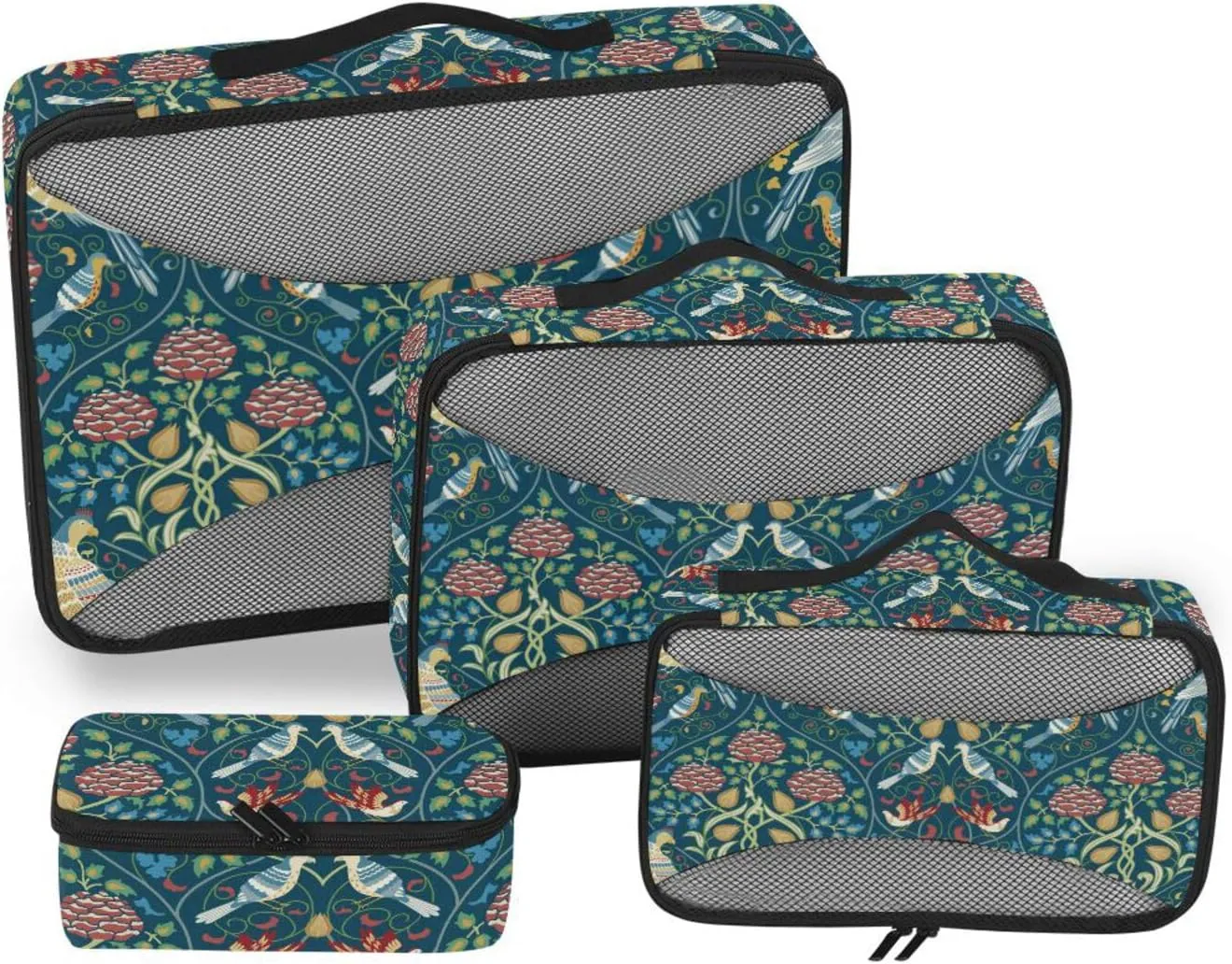 Packing Cubes 4 Set Luggage Organizer Bags Suitcase Packing Cubes for Travel Paxking Cubes Vintage Flowers and Birds