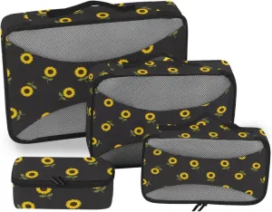 Packing Cubes for Suitcases Set of 4 Luggage Cubes for Packing Packing Cubes for Travel Women Packing Cubea Sunflower