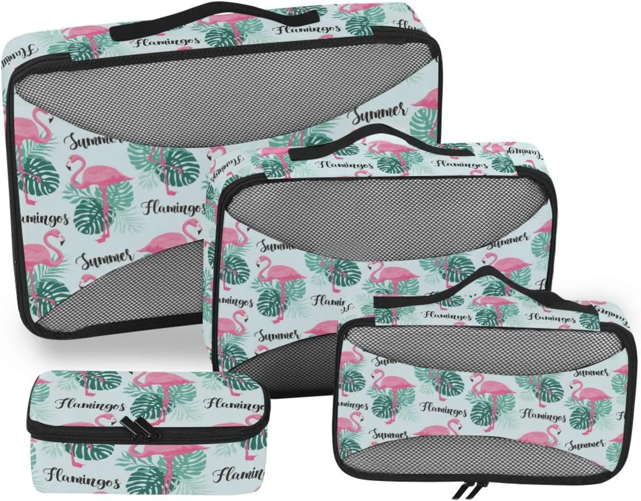 Packing Cubes for Suitcases Set of 4 Luggage Cubes Travel Cubes for Packing Carry on Bag Packimg Cubes Pink Flamingo