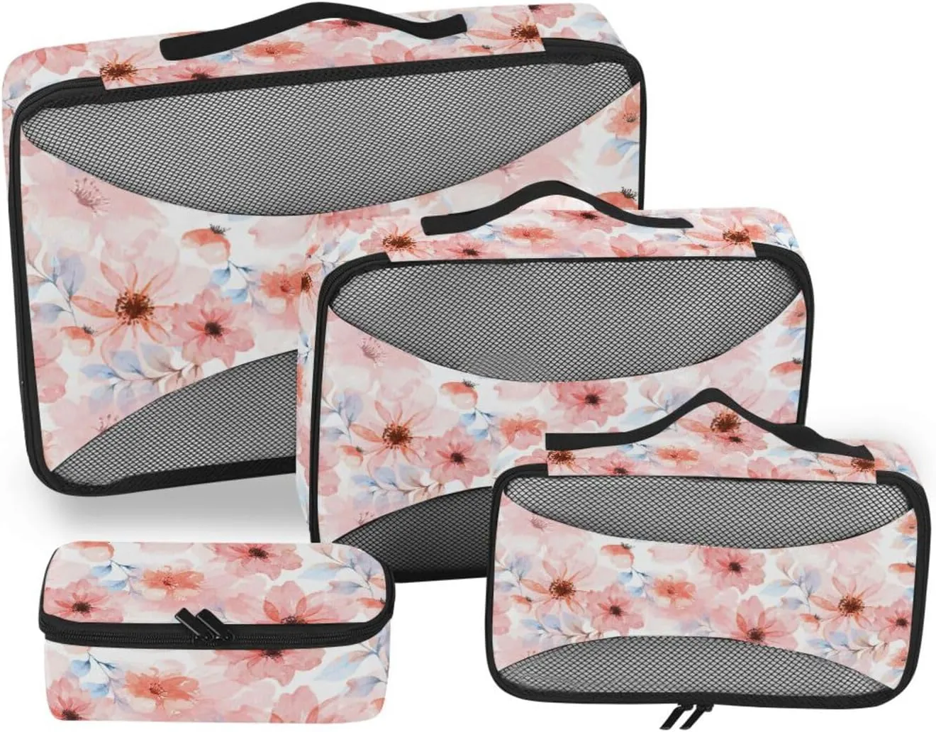 Packing Cubes for Travel 4 Set Luggage Bags Organizers Packing Cubes Travel Pcking Cubes Flowers Watercolor