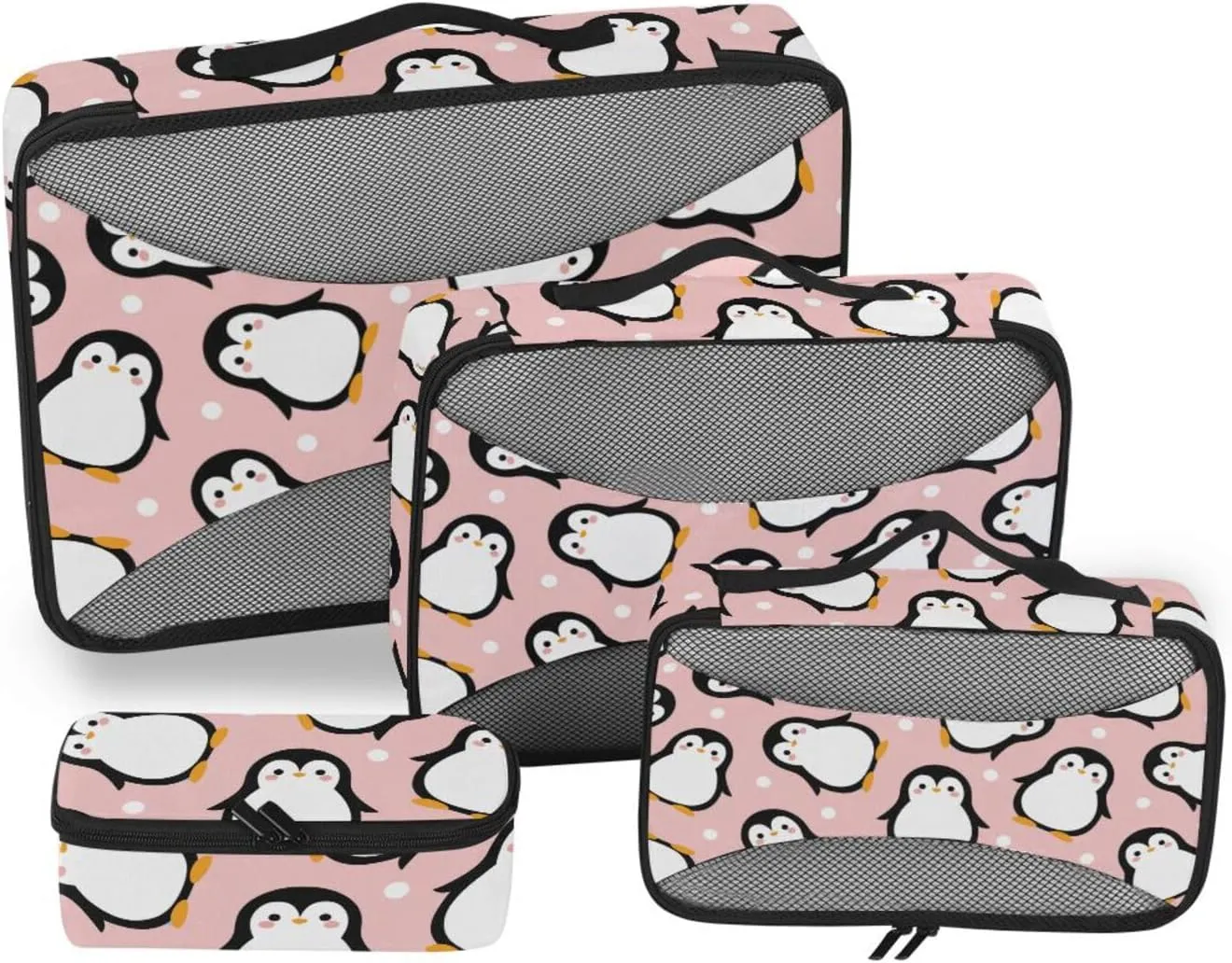 Packing Cubes for Travel 4 Set Luggage Cubes for Packing Luggage Packing Cubes for Travel Packing Cunes Cute Pink Penguin