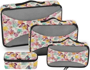 Packing Cubes for Travel 4 Set Luggage Cubes for Packing Suitcase Organizers Packing Cunes Butterfly and Rose