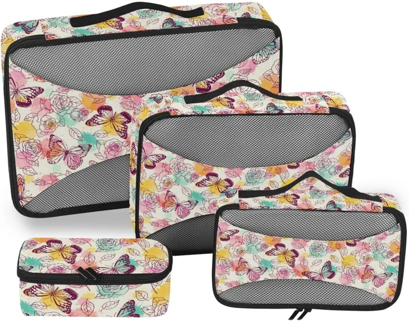 Packing Cubes for Travel 4 Set Luggage Cubes for Packing Suitcase Organizers Packing Cunes Butterfly and Rose