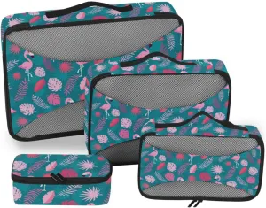 Packing Cubes for Travel 4 Set Luggage Cubes for Packing Travel Cubes for Packing Carry on Bag Packing Cunes Pink Flamingo