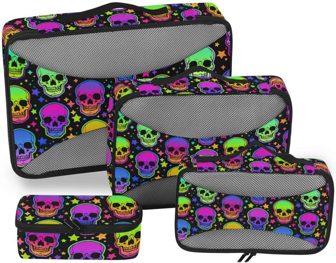 Packing Cubes for Travel 4 Set Luggage Organizer Travel Cube Packing Cube Neon Skulls