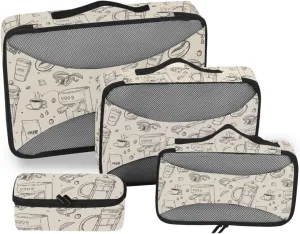 Packing Cubes for Travel 4 Set Luggage Organizers for Suitcase Travel Organizers Packimg Cubes Coffee Beige