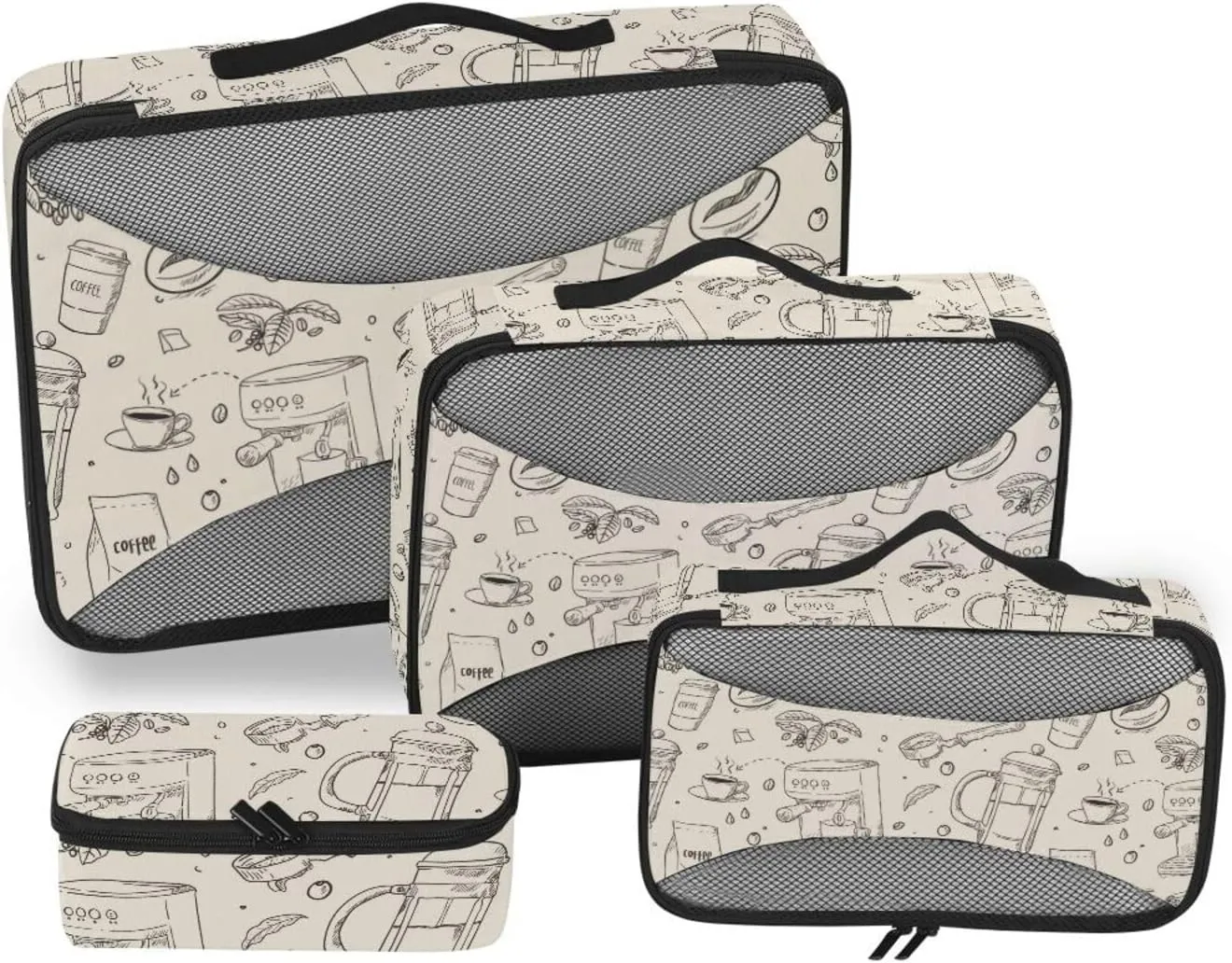 Packing Cubes for Travel 4 Set Luggage Organizers for Suitcase Travel Organizers Packimg Cubes Coffee Beige