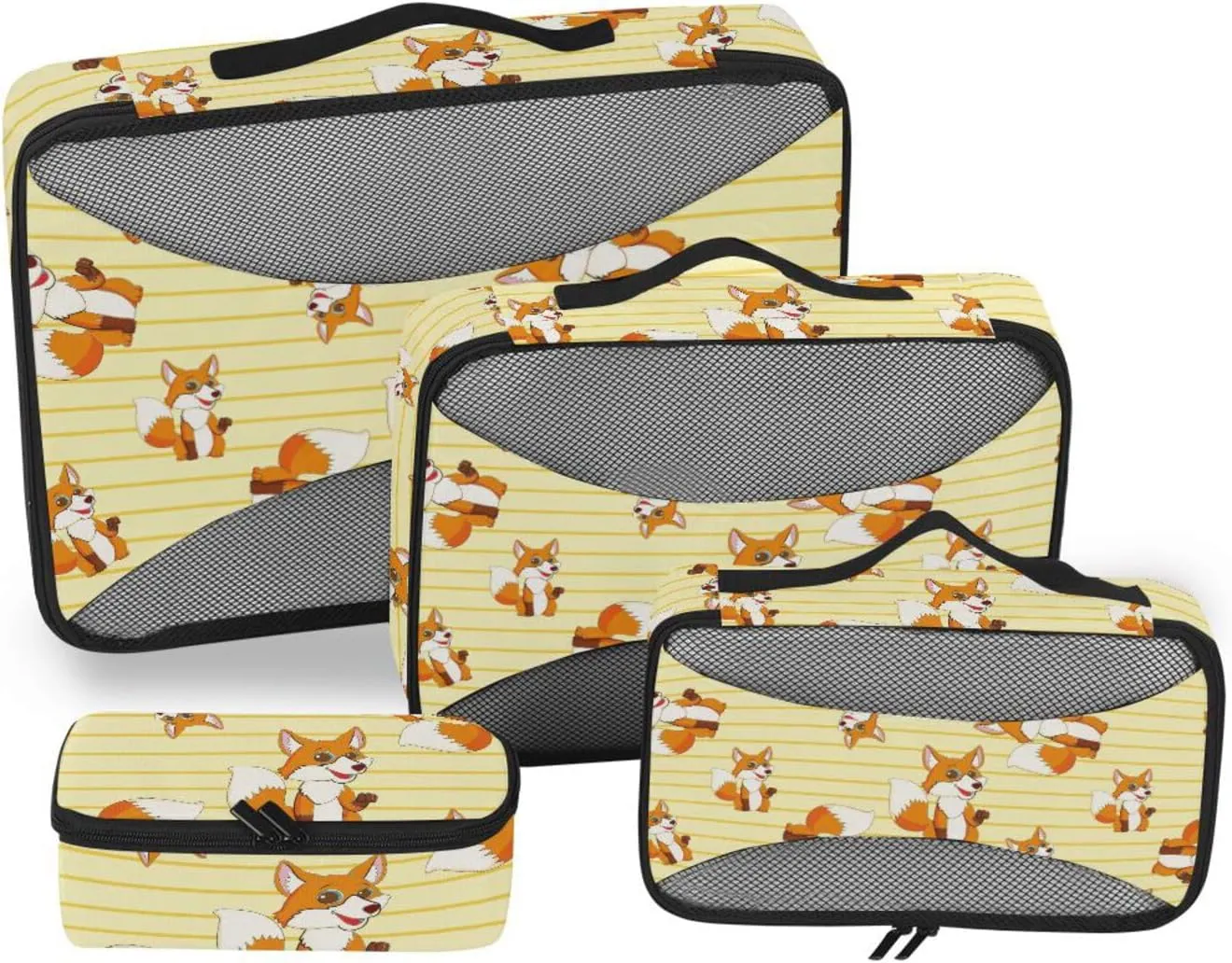 Packing Cubes for Travel 4 Set Luggage Packing Cubes Suitcase Cubes for Packing Packing Cubs Cartoon Fox