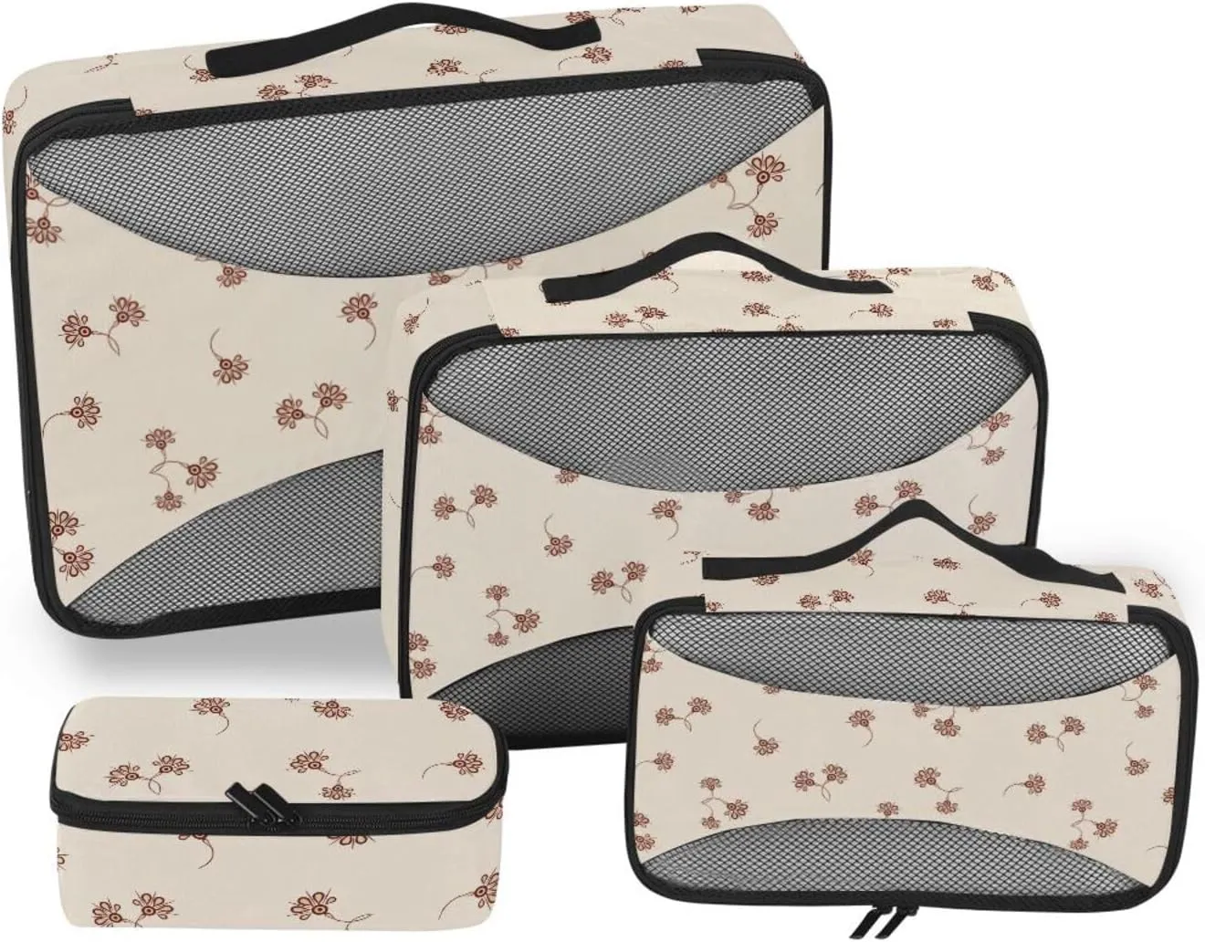 Packing Cubes for Travel 4 Set Suitcase Organizer Bags Packing Cubes for Luggage Pcking Cubes Beige Floral
