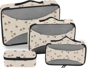 Packing Cubes for Travel 4 Set Suitcase Organizer Bags Packing Cubes for Luggage Pcking Cubes Beige Floral