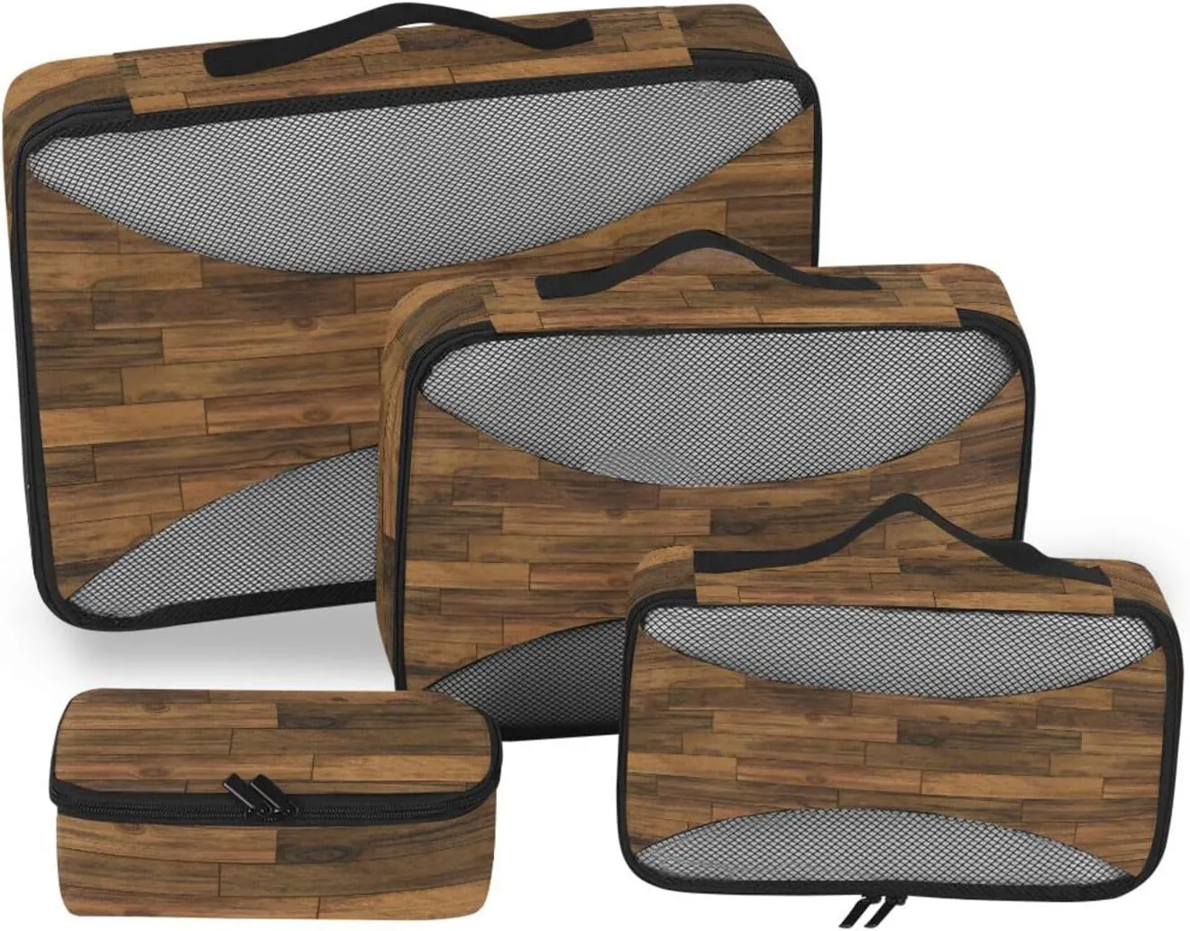 Packing Cubes for Travel Set of 4 Luggage Bags Organizers Packing Cubes for Luggage Paxking Cubes Wood Pattern