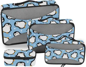 Packing Cubes for Travel Set of 4 Luggage Bags Organizers Travel Organizers Pcking Cubes Cute Penguin Blue