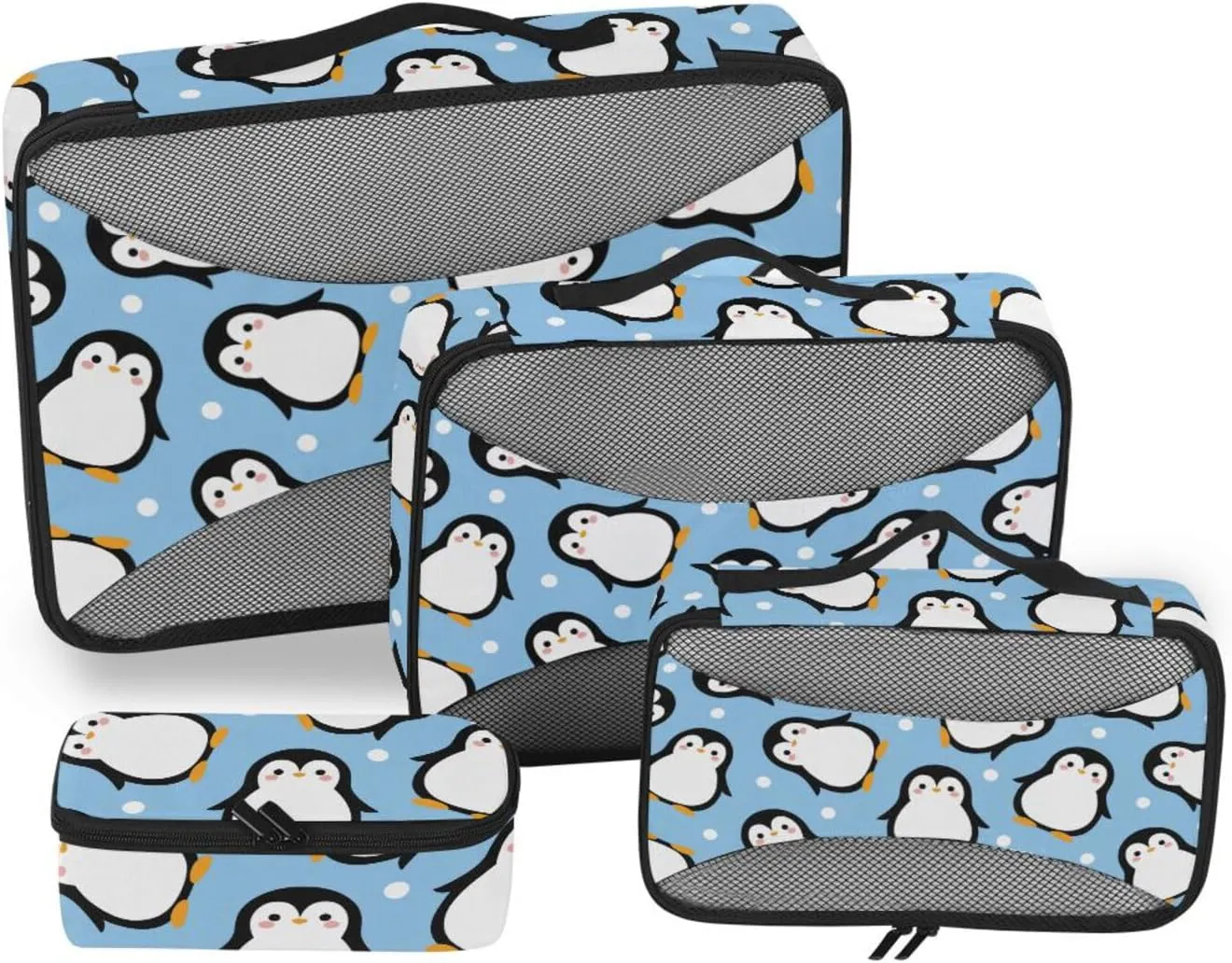 Packing Cubes for Travel Set of 4 Luggage Bags Organizers Travel Organizers Pcking Cubes Cute Penguin Blue