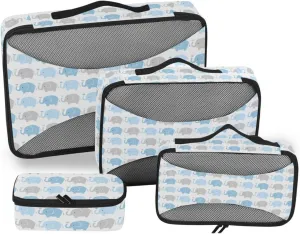 Packing Cubes for Travel Set of 4 Luggage Cubes Travel Organizer Bags for Luggage Packing Cunes Cute Elephant Seamless