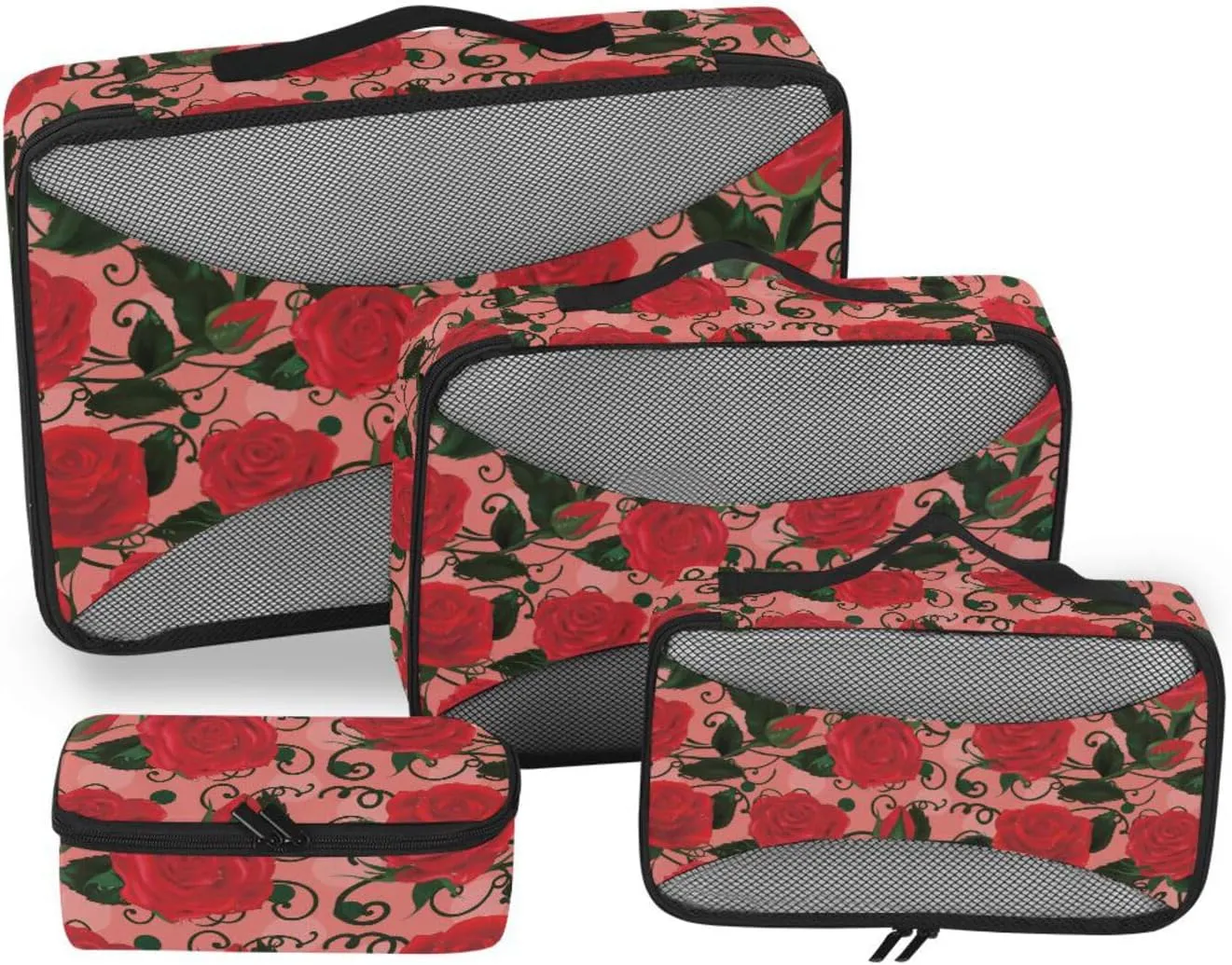 Packing Cubes for Travel Set of 4 Luggage Organizer Bags Suitcase Packing Cubes for Travel Pcking Cubes Rose-flowers