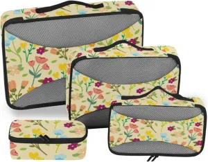 Packing Cubes for Travel Set of 4 Luggage Organizer Travel Bag Organizer for Luggage Paxking Cubes Cute Cartoon Flowers
