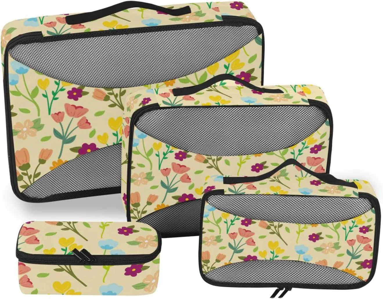 Packing Cubes for Travel Set of 4 Luggage Organizer Travel Bag Organizer for Luggage Paxking Cubes Cute Cartoon Flowers