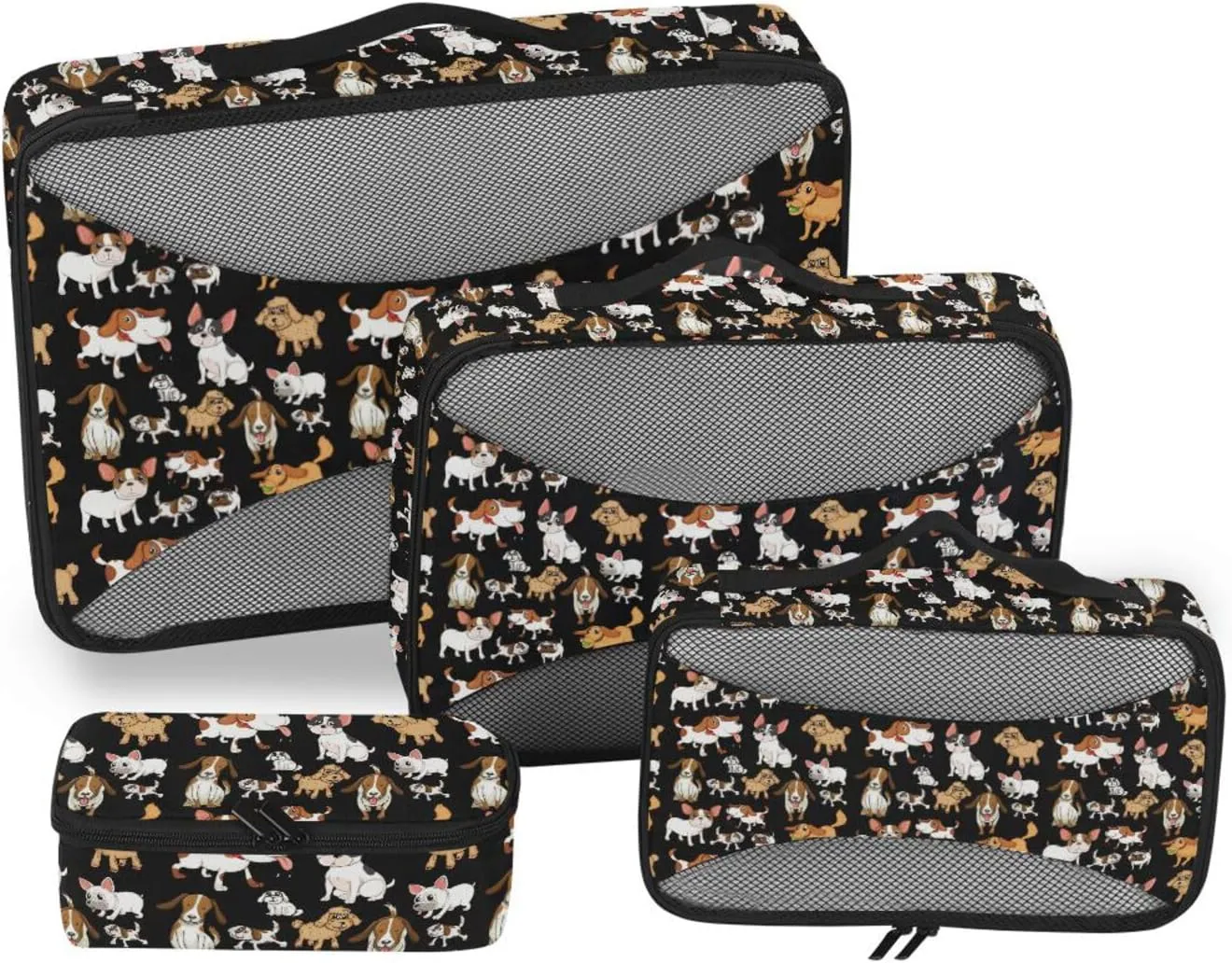Packing Cubes for Travel Set of 4 Luggage Organizers for Suitcase Luggage Packing Organizers Pqcking Cubes Dogs Pattern