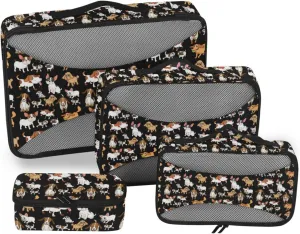 Packing Cubes for Travel Set of 4 Luggage Organizers for Suitcase Luggage Packing Organizers Pqcking Cubes Dogs Pattern