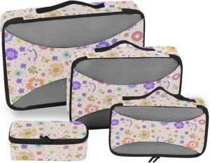 Packing Cubes for Travel Set of 4 Luggage Organizers for Suitcase Packing Cubes for Luggage Packing Cubea Floral Texture
