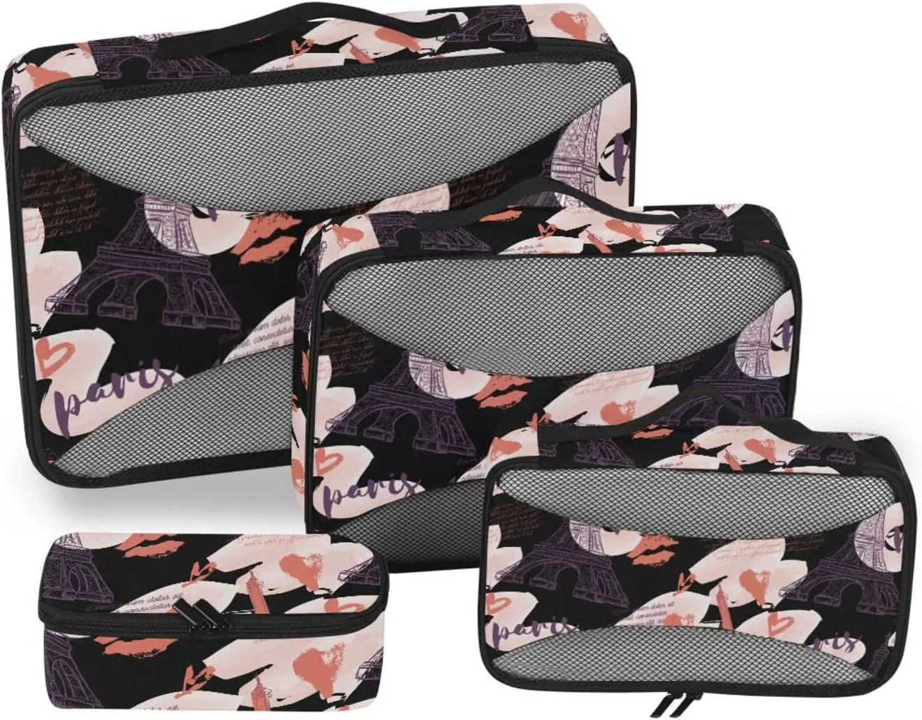 Packing Cubes for Travel Set of 4 Luggage Organizers for Suitcase Travel Cube Packing Cunes Eiffel-tower