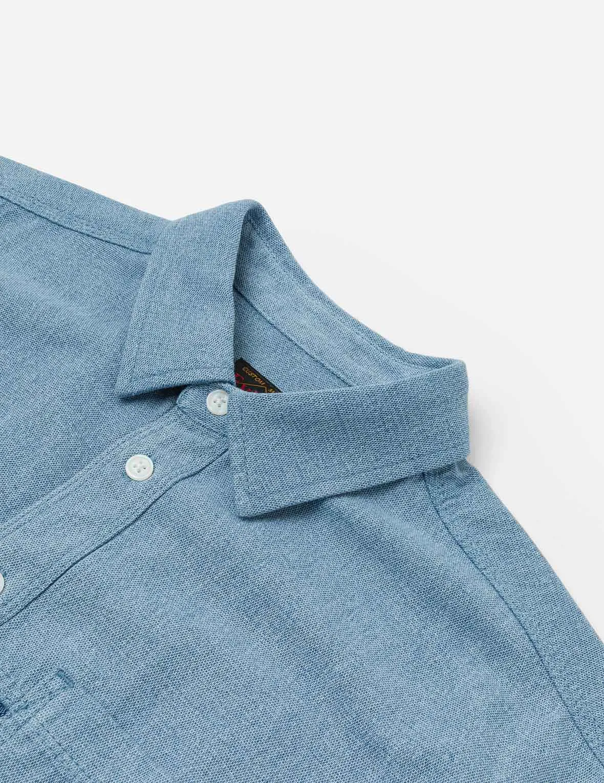 Panel Design Fashion Fit Denim Short-Sleeves Shirt