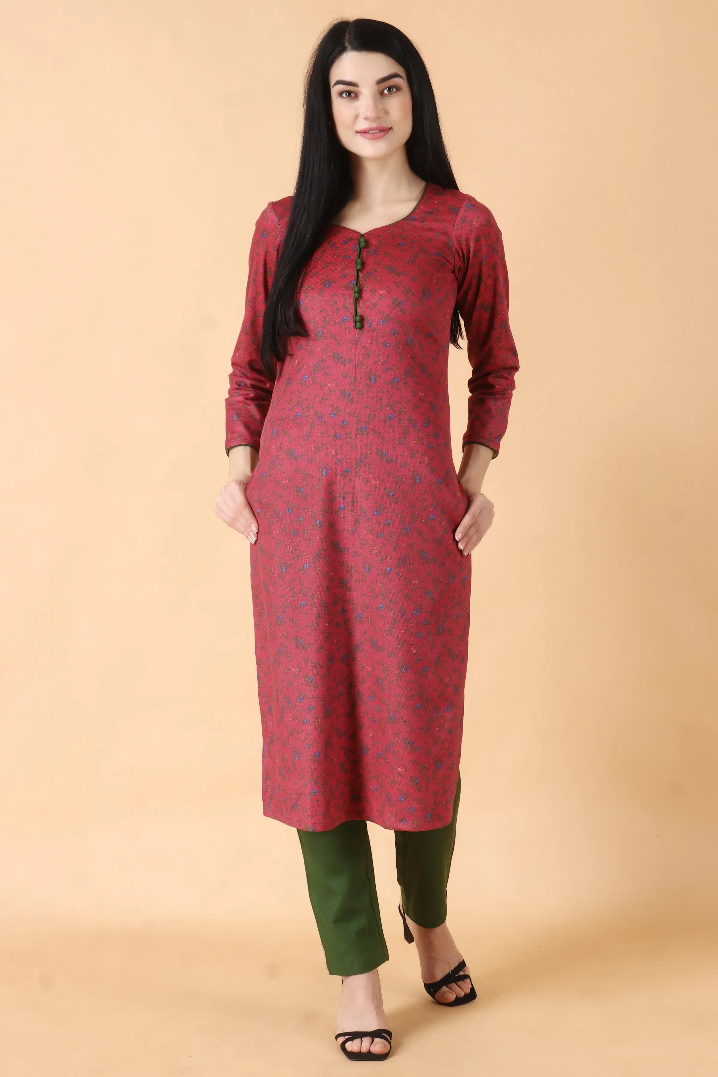Pink Carrot Woollen Kurta Set